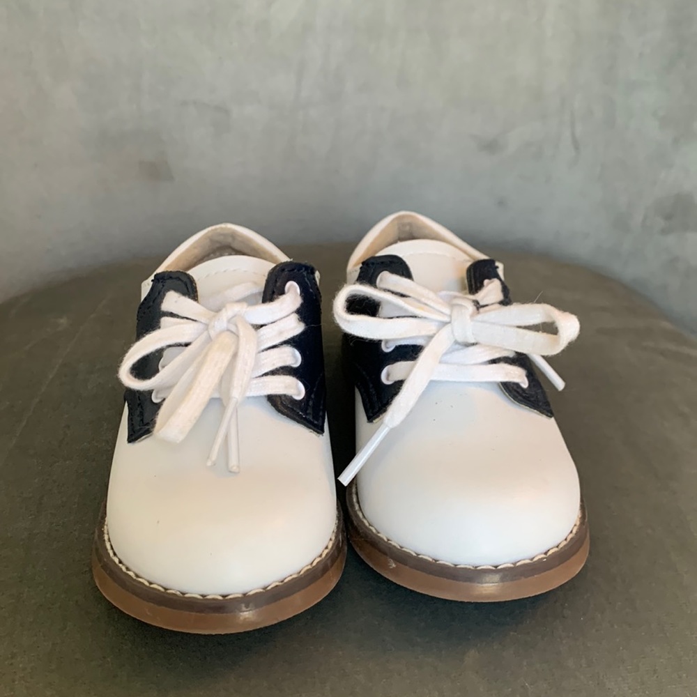 Navy and white Oxford saddle shoes